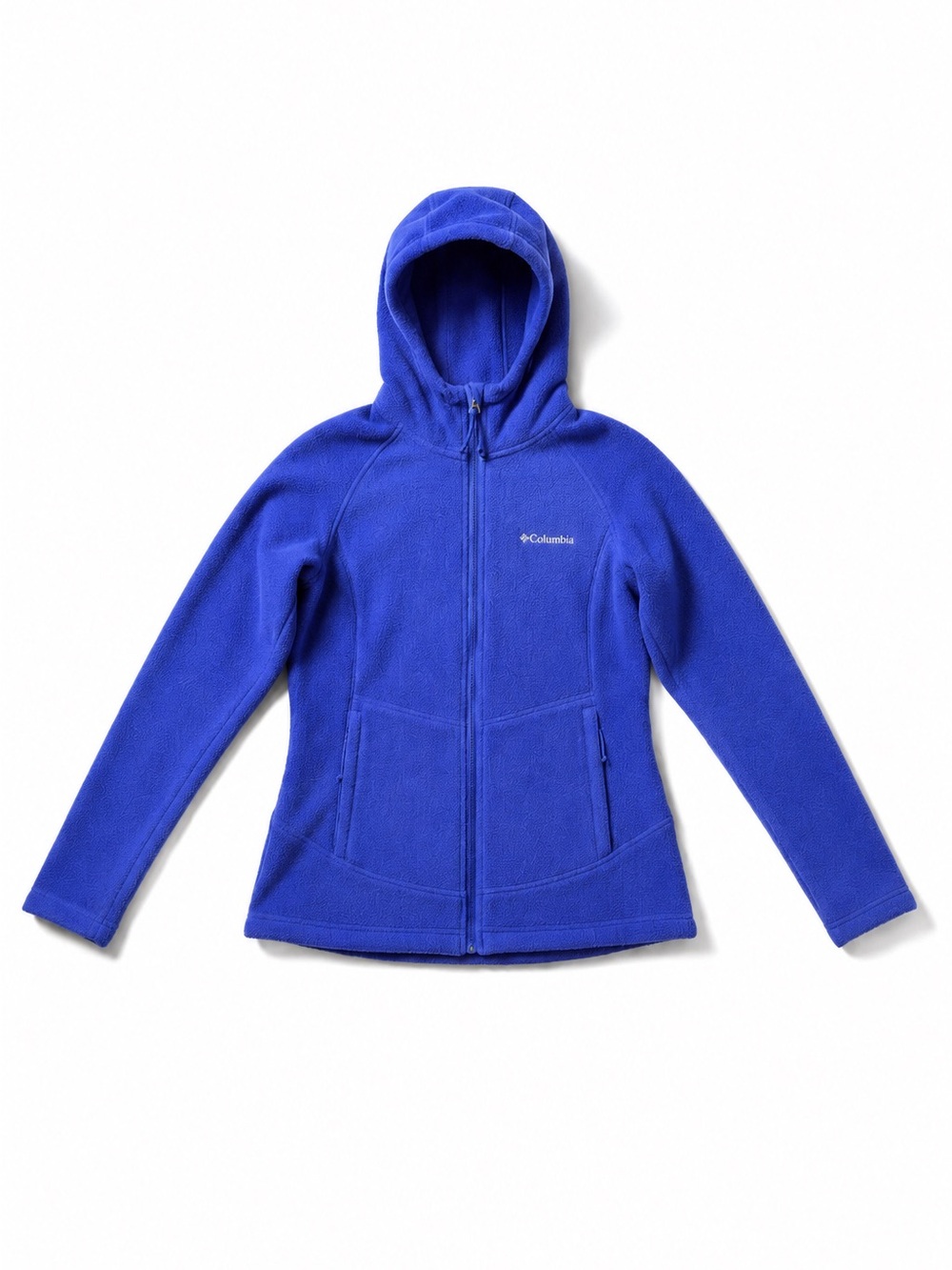 Columbia Fleece Hooded Zip Jacket Cobalt Blue Outdoor Cozy Full Zip Medium